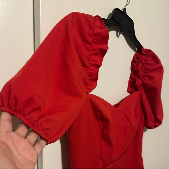 Trendyol Red Midi Dress with Puff Sleeves - Picture 6 of 16